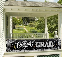 2026 Graduation Decorations-Black and Silver Congrats Grad Black