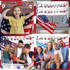 Charming 36 Pc Wooden Patriotic Ornament Set – Perfect for July 4 Celebrations