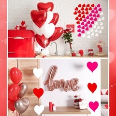 180 PCS 6 Inch Heart Paper Cutouts Red Pink White Valentines Day Craft