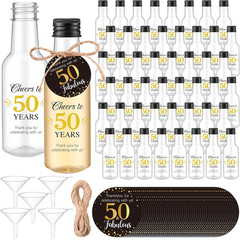50 Sets 50Th Birthday Party Favors for Guests Include 1.7 Oz Mini Liquor Bottles
