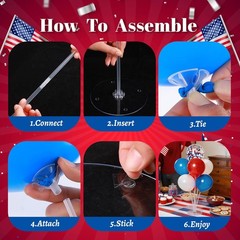 Balloon Centerpiece Kit for Table 4 Sets Balloon Stand with 40 Red White Blue Co