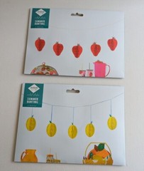 HONEYCOMB STRAWBERRY or LEMON GARLAND 5 Fruit 3D BUNTING Ribbon Hanging PARTY