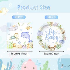 Under The Sea Baby Shower Decorations Ocean Theme Tableware Set 40 Pcs Party