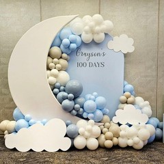 Double Pastel Blue Balloons Different Size 115Pcs 5/10/12/18 Inch Macaron Lig…