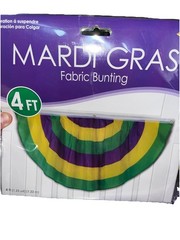 Mardi Gras Fabric 4-foot Bunting w/Grommets 48″ Mardi Gras Decorations Supplies