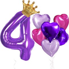 40 Inch Large Purple Number 4 Birthday Balloon for Monster Girls Birthday Par…