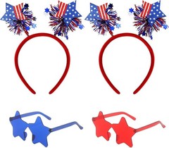Festive 4 PCS Independence Day Accessories – Comfortable Headbands & Sunglasses