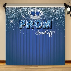 2026 Graduation Prom Background 5.9×5.9 Ft Blue Silver Glitter Photo Banner