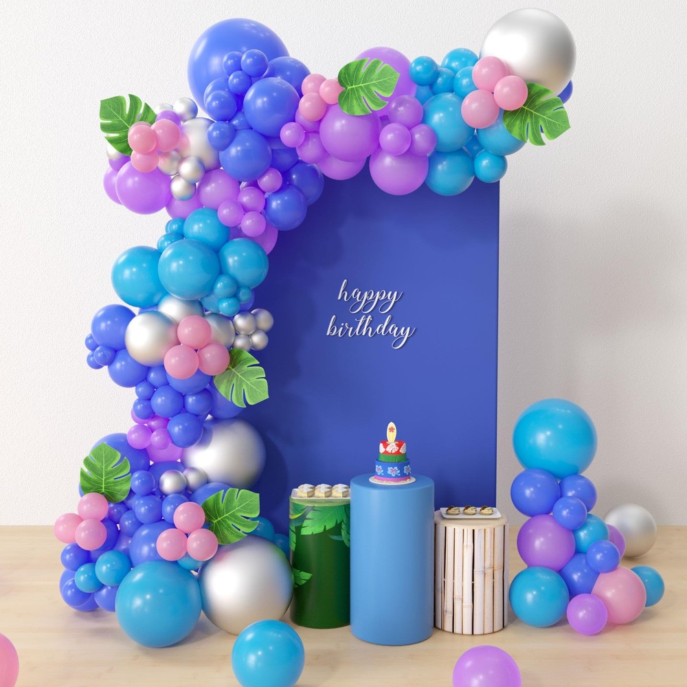 Stitch Party Supplies – 170 Pcs Cartoon Stitch Balloon Garland Arch Kit, Purp…
