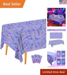 3PCS Purple Demon Hunters Holographic Tablecloth Set for All Occasions, 108×54