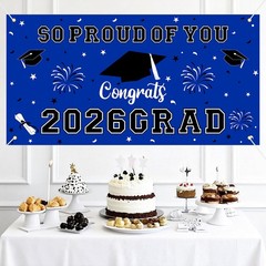 Graduation Decorations 2026 Blue Graduation Banner 66.1″ X 33.8″ Graduation Back