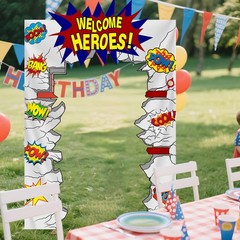 Hero Party Decorations Banner Welcome Hero Decoration Porch Banner Fun Hallow…