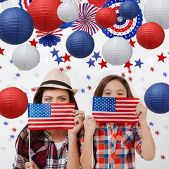 colorful paper lanterns (Red-Blue-White)