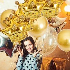 4 Pcs Crown Balloons 24 Inch Gold Crown Shaped Foil Mylar Balloons for Annive…
