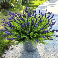 12 Bundles Artificial Plants Outdoor, 17.8″ Tall 12, Purple