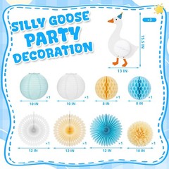 11 Pcs Silly Goose Hanging Decor Silly Goose Party Decorations Pom Poms Flowe…