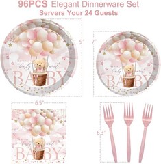 Barely Wait Baby Shower Disposable Tableware Set (Plates, Napkins, Forks)