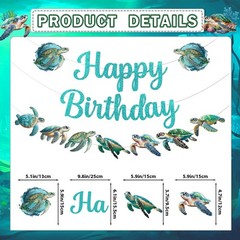 Sea Turtle Banner with Garland Hanging Swirls, Turtle Decorations for Ocean T…