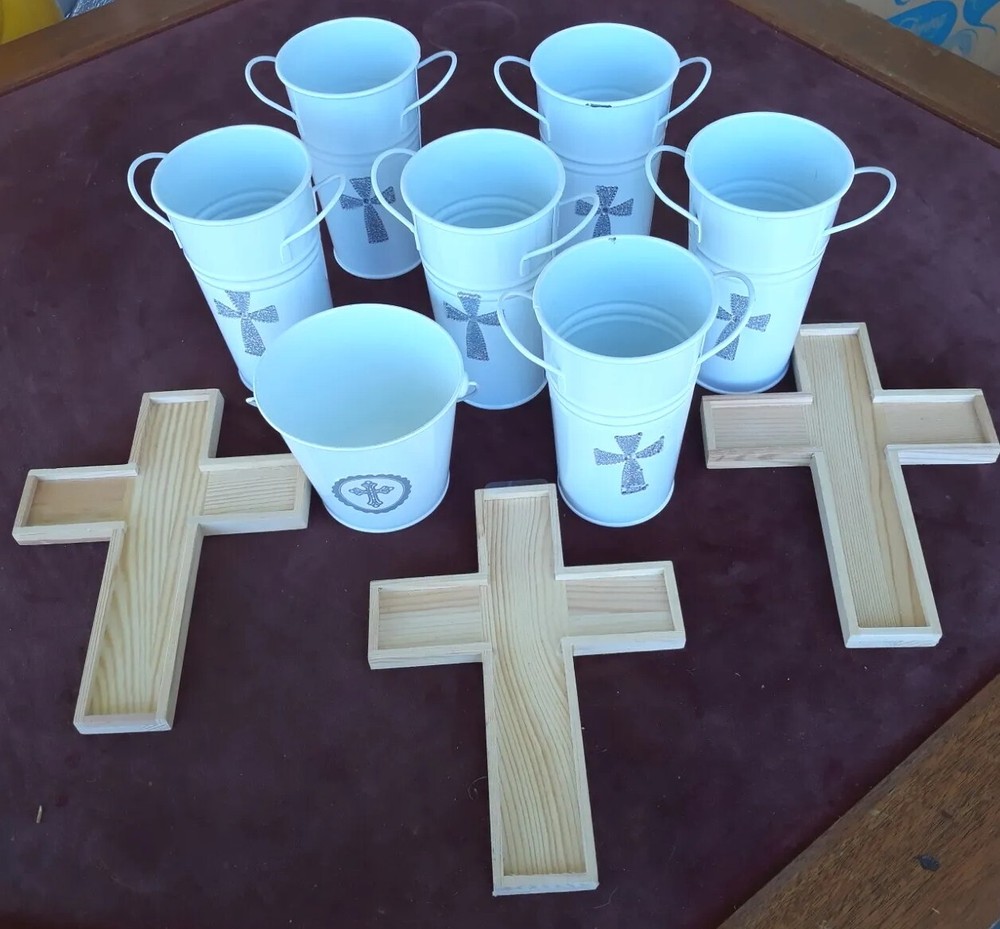 First Communion 7 Containers 3 Crosses Decorations DIY Religious Party