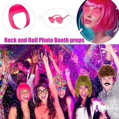 50 Pcs Rock Star Photo Booth Props Set – Sunglasses, Hats, Wigs & Inflatable Fun