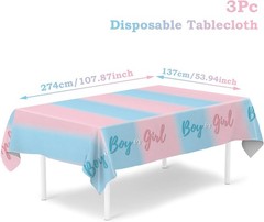 3PCS Plastic Gender Reveal Tablecloths,Gender Reveal Party Supplies Disposabl…