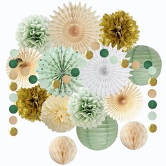 Sage Green Party Decorations Sage Green and Gold Party Decorations Pom Poms F…
