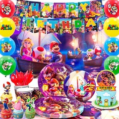 Super Mario Birthday Party Decorations Tableware Backdrop Balloon Cake Toppers
