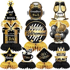 10 Pcs Retirement Party Decorations Supplies Table Black Gold for Men Women