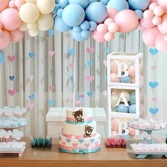 DIY Gender Reveal Party Decorations – 176pcs Pink and Blue Balloons Arch Kit,…