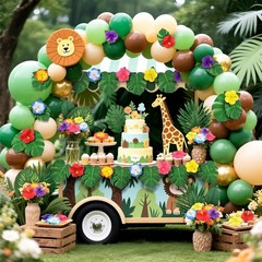 Vibrant 142Pcs Artificial Tropical Decorations – Perfect for Luau & Beach Events
