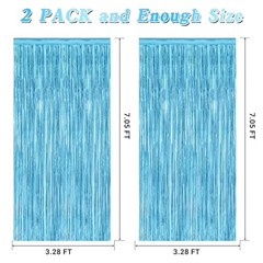 2 Pack Backdrop Curtains, 3.28 Feet x 7.05 Feet Sky Blue Tinsel 2 PCS Sky blue