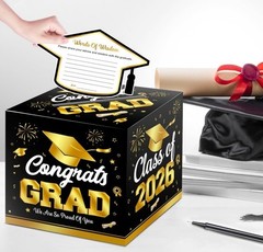 Graduation Card Box, 51Pcs Grad Party Decorations with 50Pcs Graduation Cap Advi