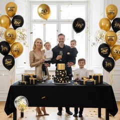 50th Balloons Party Decorations – 34Pcs Black and Gold 12 Inch Latex Confetti…