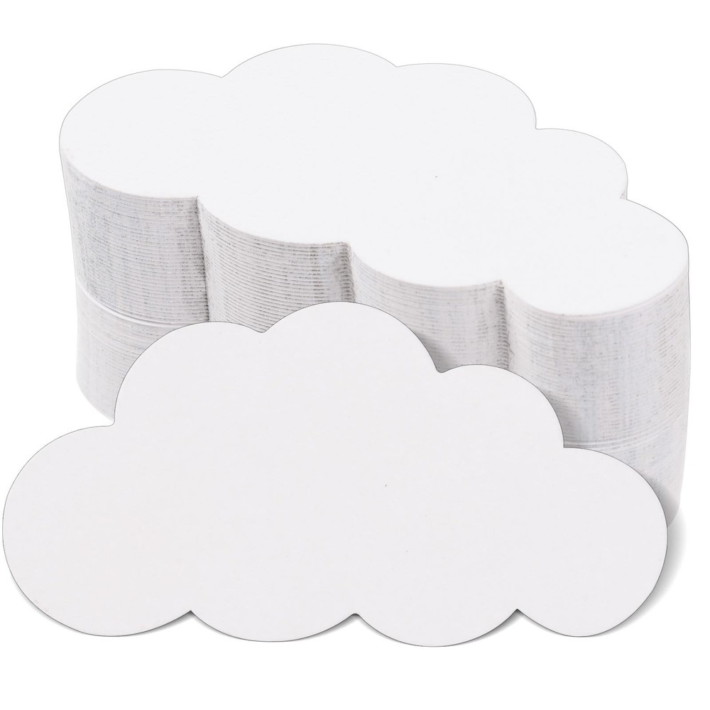 200 Pcs White Cloud Cutouts – 4 Inch Paper Cloud Shapes Die Cut Double Sided