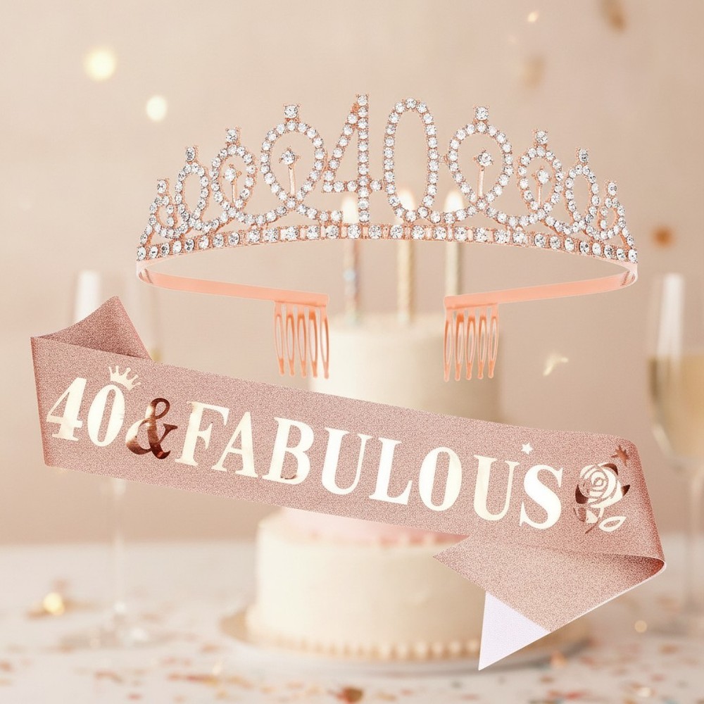 Celebrate 40 & Fabulous with Rose Gold Tiara and Sash – Create Lasting Memories