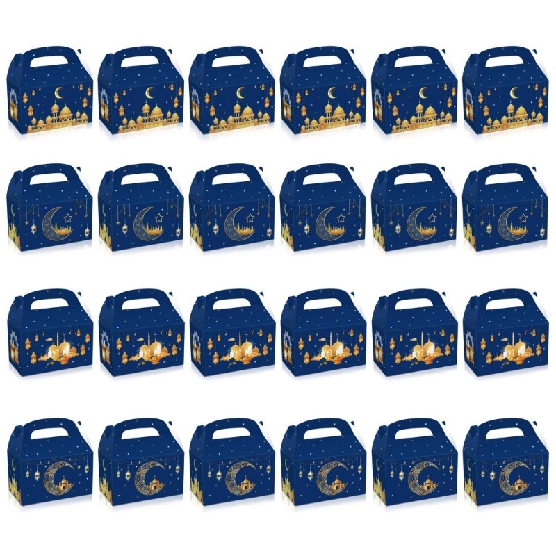 24pcs Eid Mubarak Gift Box with Handle Multifunction Storage Accessory