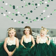 46 Ft Sage Green Party Decorations Metallic Sage Green White Polka Dots Garla…