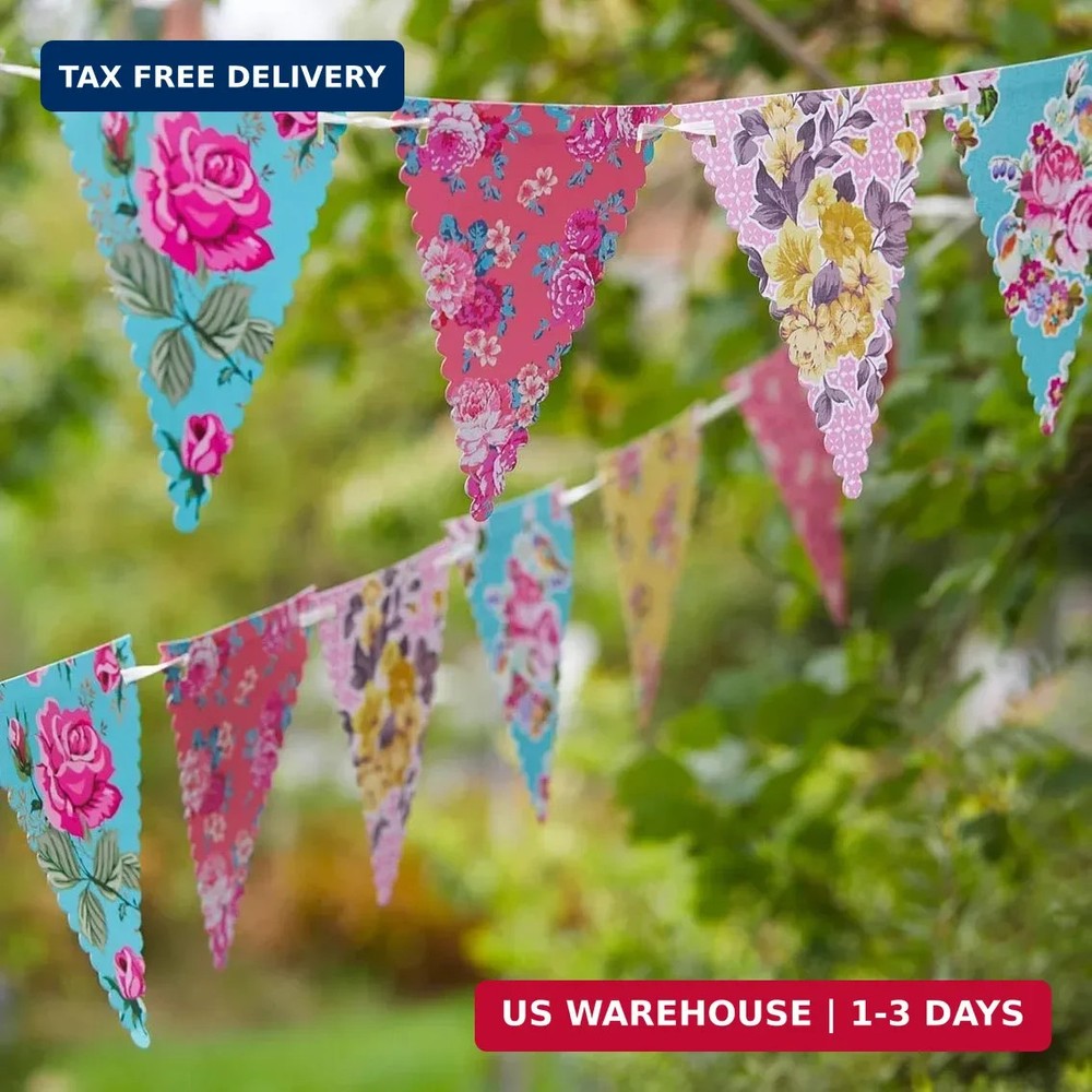 Talking Tables 13ft Vintage Floral Paper Bunting | Afternoon Tea Party Decoratio