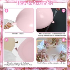 Dusty Pink Balloon Garland Arch Kit, Double Pearl Pink White and Gold Balloon…