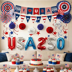 250th Anniversary Patriotic Decorations Set, 4th of July Decorations with Pap…