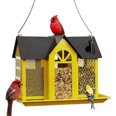 Squirrel Proof Solar Bird Feeder House for Outdoors Hanging Metal Construction