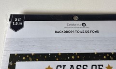 Class of 2026 Grad. 5 Ft Backdrop Black, Gold, Silver & White Celebrate It New