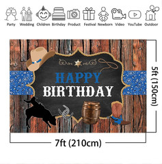 Mocsicka Western Cowboy Birthday Backdrop Banner 7X5Ft Wild West Rodeo Theme Par
