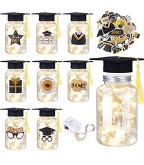 8 Pcs Graduation Jar Decorations with LED Lights. Fast Shipping.