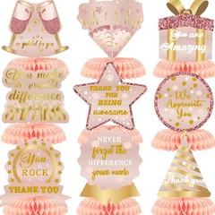 9 PCS We Appreciate You Honeycomb Centerpieces Rose Gold Glitter Party