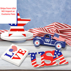 4th of July Decor Patriotic Decorations 6.29×2.48 inches, red, white, blue