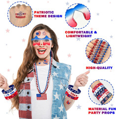 4Th of July Accessories 136 PCS, Fourth of July Patriotic Party Favors Supplies