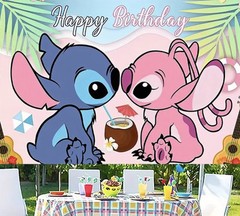 Lilo & Stitch Happy Birthday Surprise Cake Banner 40X60″ Backdrop Wall Decor