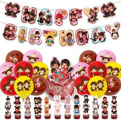 Anime Monchhichi Happy Birthday Banner Balloon Cupcake Topper Party Decoration