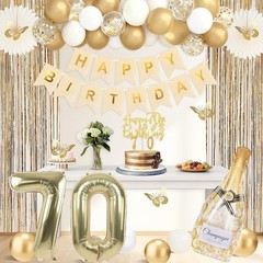 70th Birthday Decorations for Women, Champagne Gold 70th Birthday Decorations…
